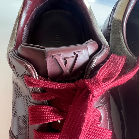 Authenticated Louis Vuitton Burgundy Suede Run Away Sneakers Men's Size 8/US 9 - Picture 12 of 16